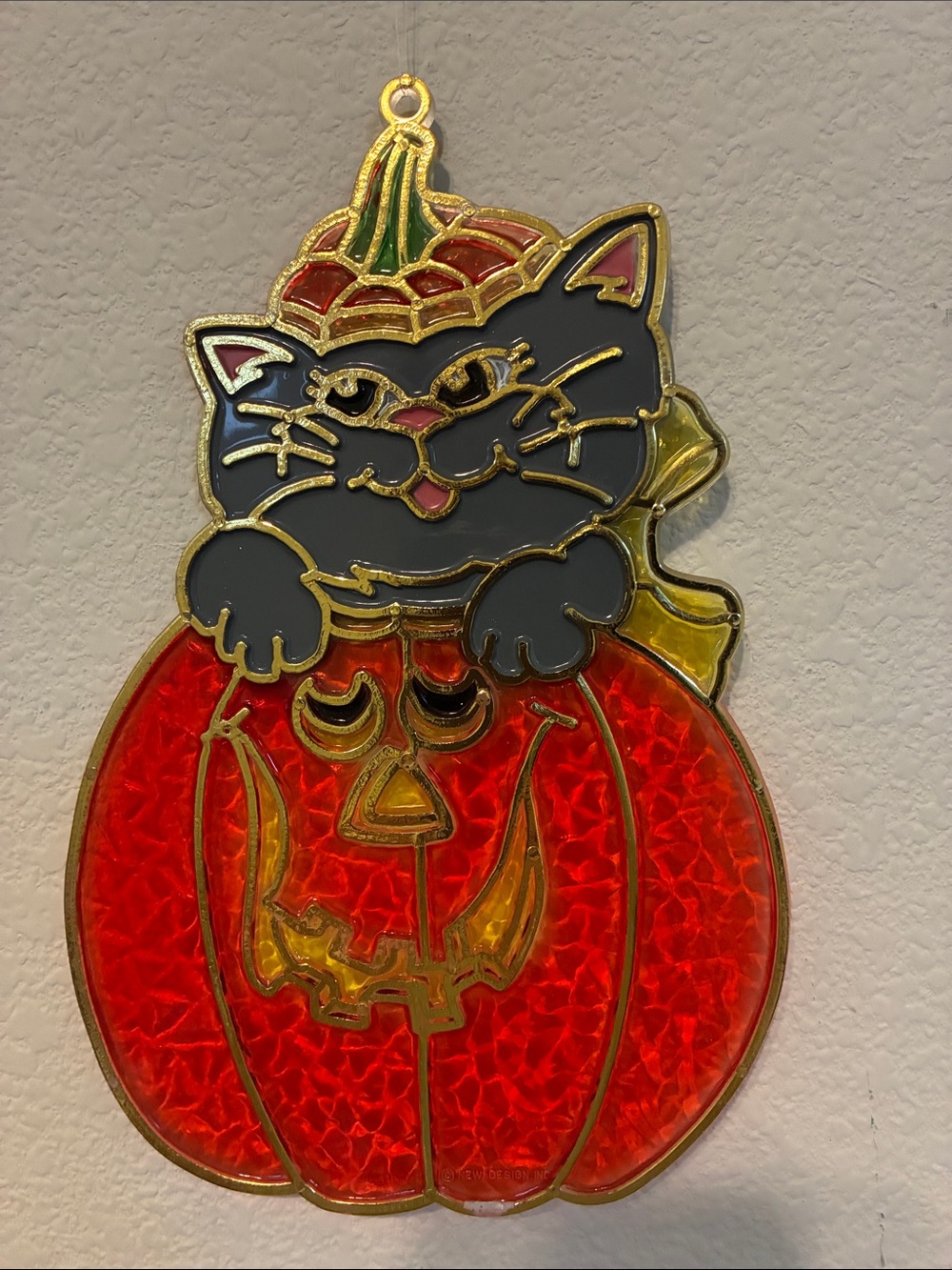 Vintage 1960s Wall Art Hand Painted Gold Tone Finish Holidays Motive